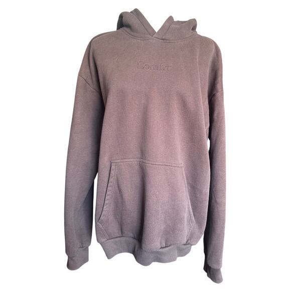 Comfrt Oversized Brown Hoodie Cozy Minimalist Neutral Streetwear Sweatshirt L - Picture 2 of 8